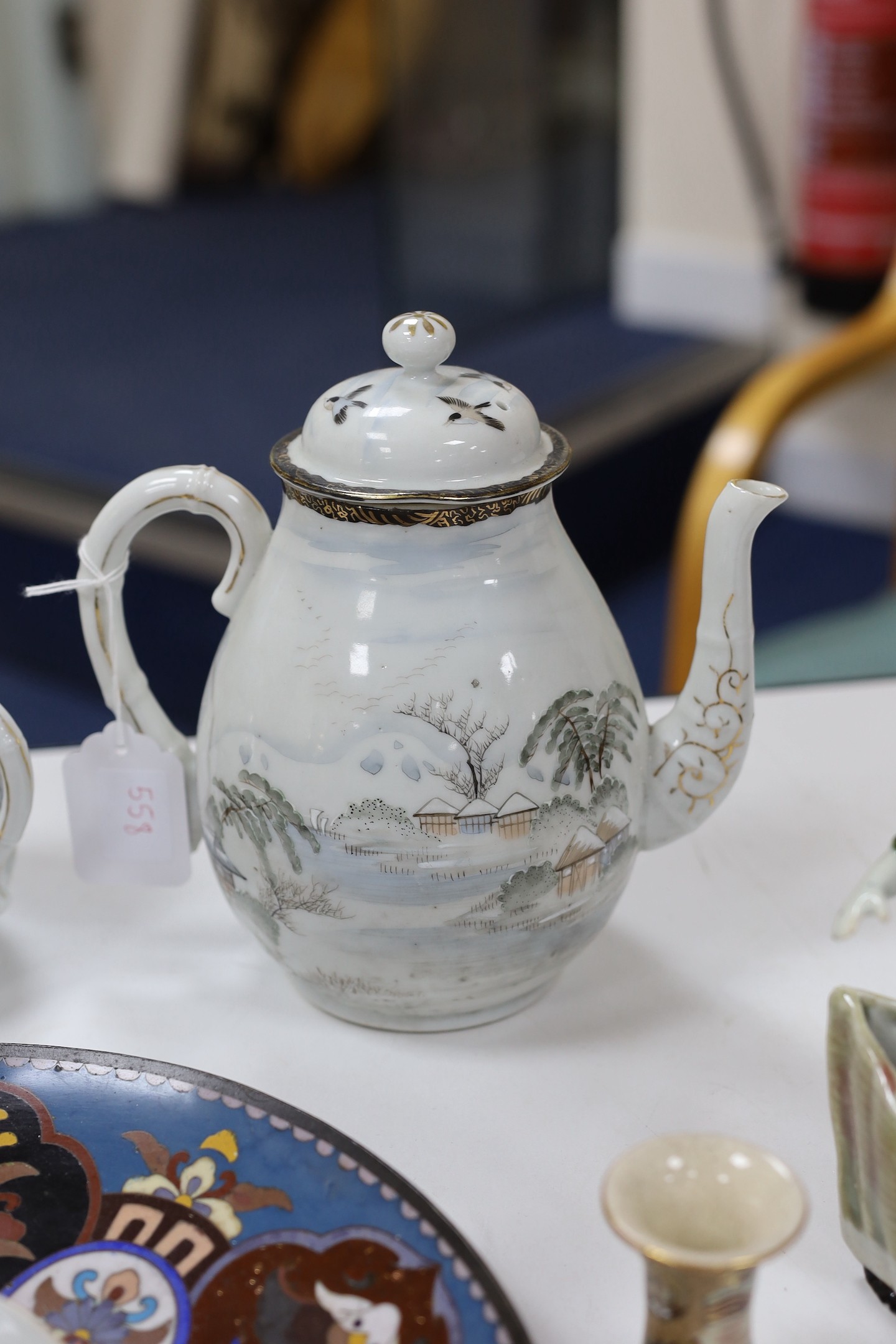 A group of various Japanese ceramics including cloisonné, satsuma, Imari etc.